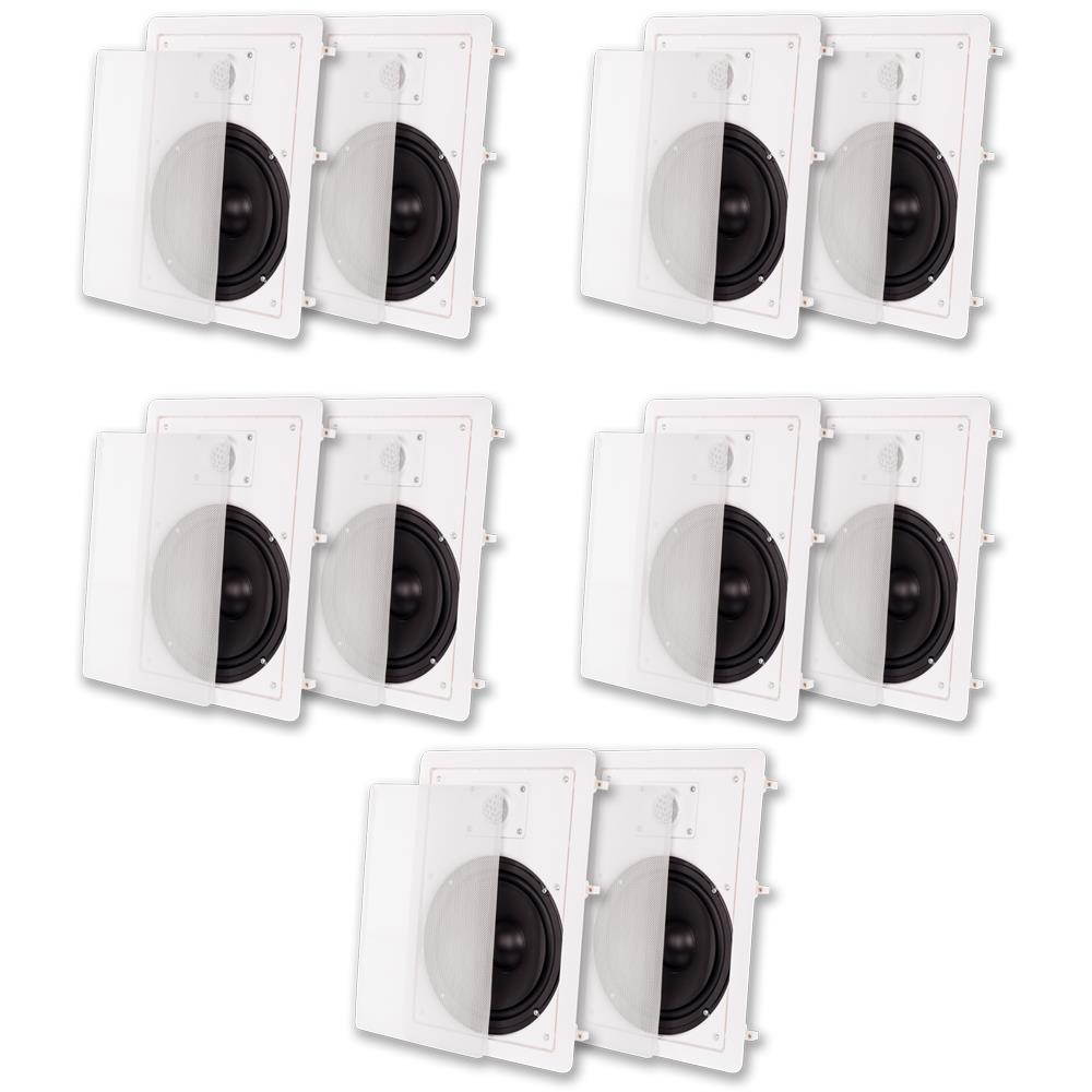 Acoustic Audio MT8 Flush Mount In Wall Speakers with 8" Woofers 5 Pair Pack