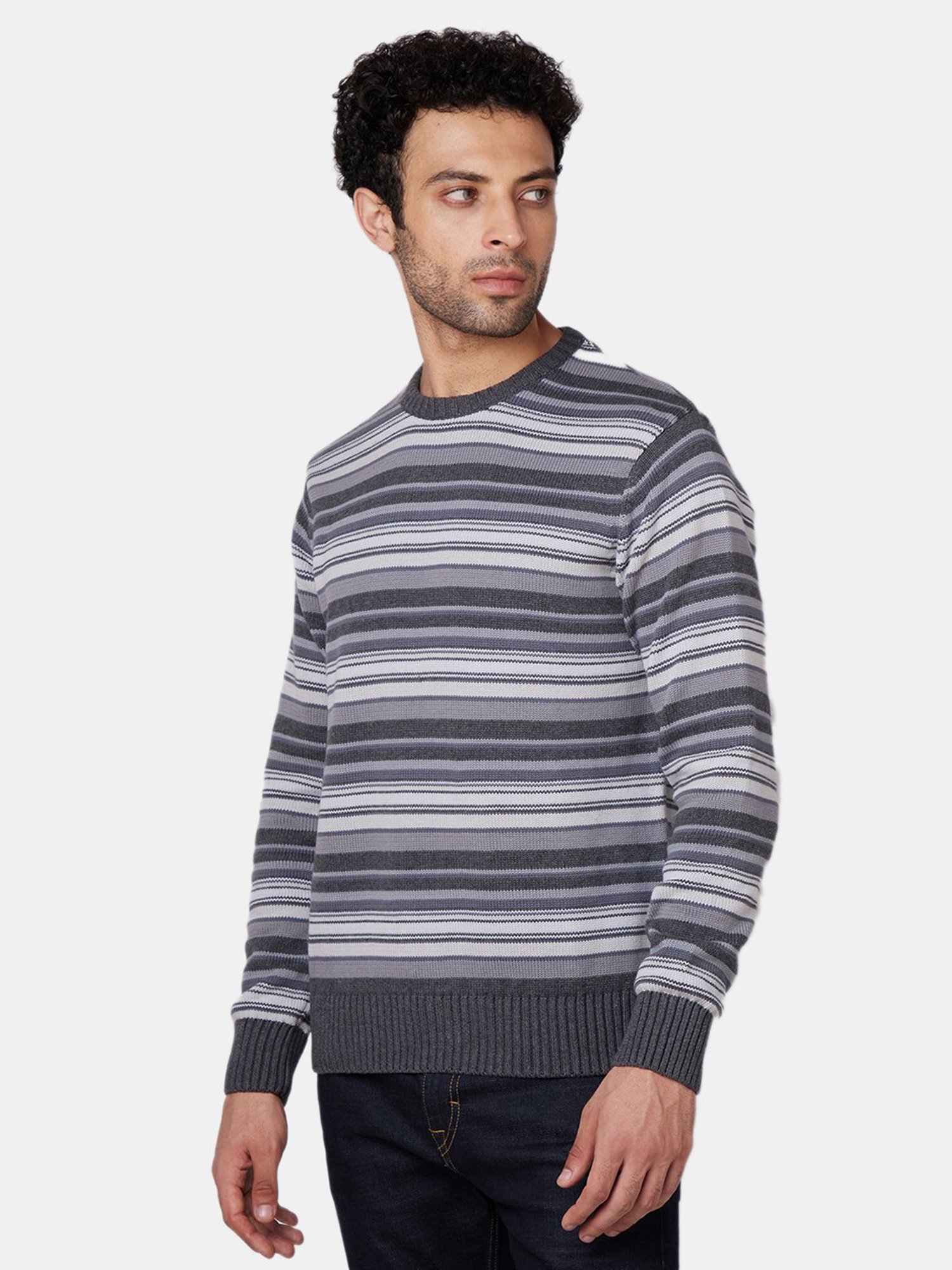 Royal Enfield Multicolor Striped Full Sleeves Sweater