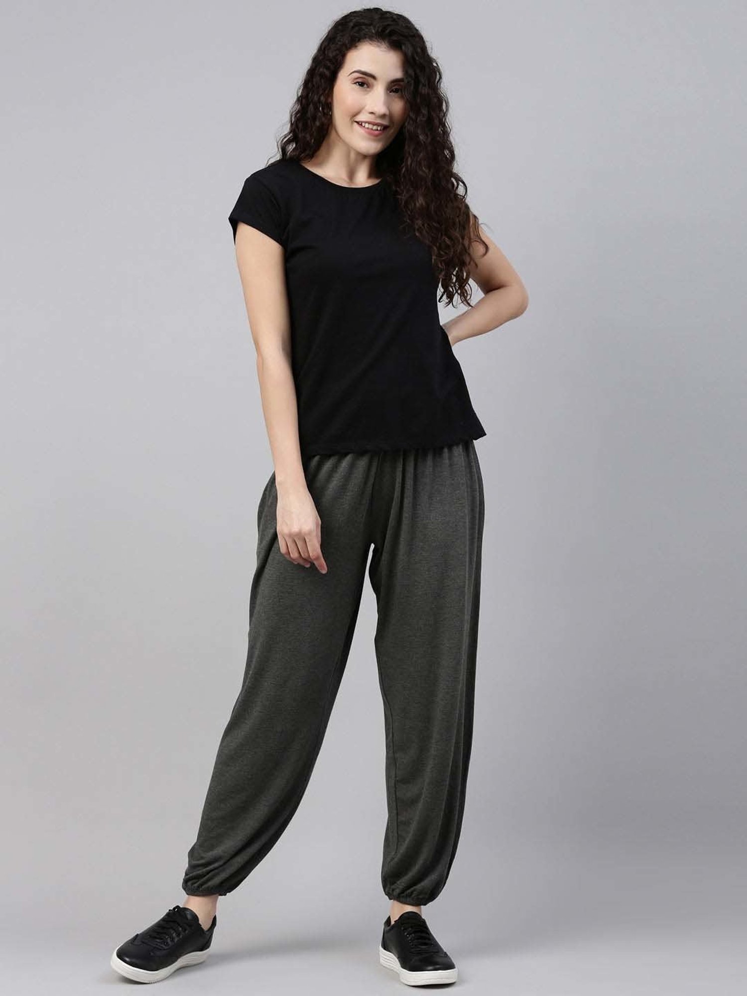 Go Colors! Charcoal Grey Relaxed Fit Harem Pants