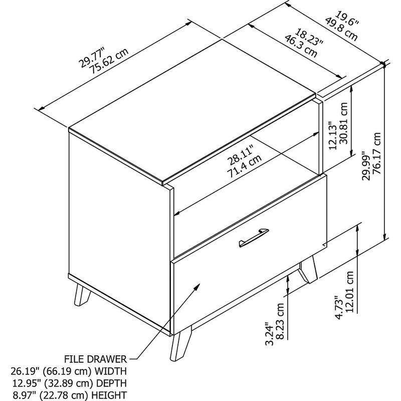 29.96" Centura Small Bookshelf with File Drawer Century Walnut - Kathy Ireland Office