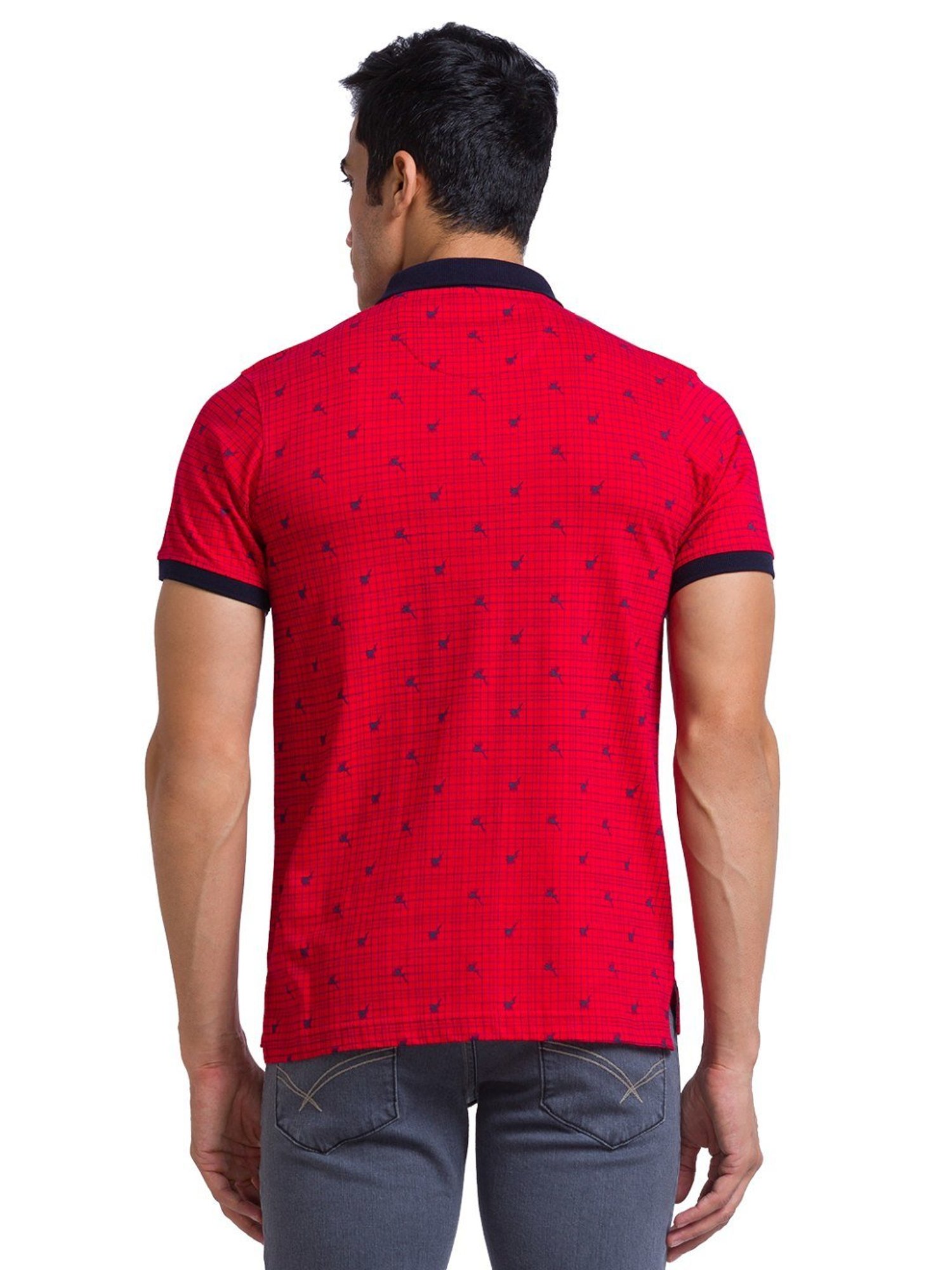 Parx Red Pure Cotton Regular Fit Printed Polo T-Shirt