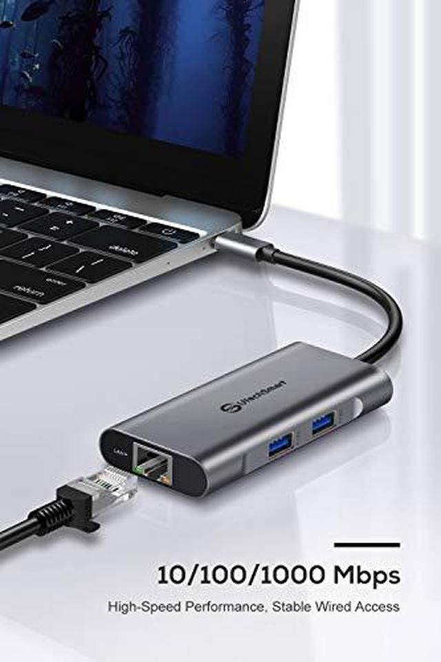 USB C Hub, UtechSmart 6 In 1 USB C to HDMI Adapter with 1000M Ethernet, Power Delivery Pd Type C Charging Port, 3 USB 3.0 Ports Adapter Compatible for MacBook Pro, Chromebook, XPS, and USB C devices