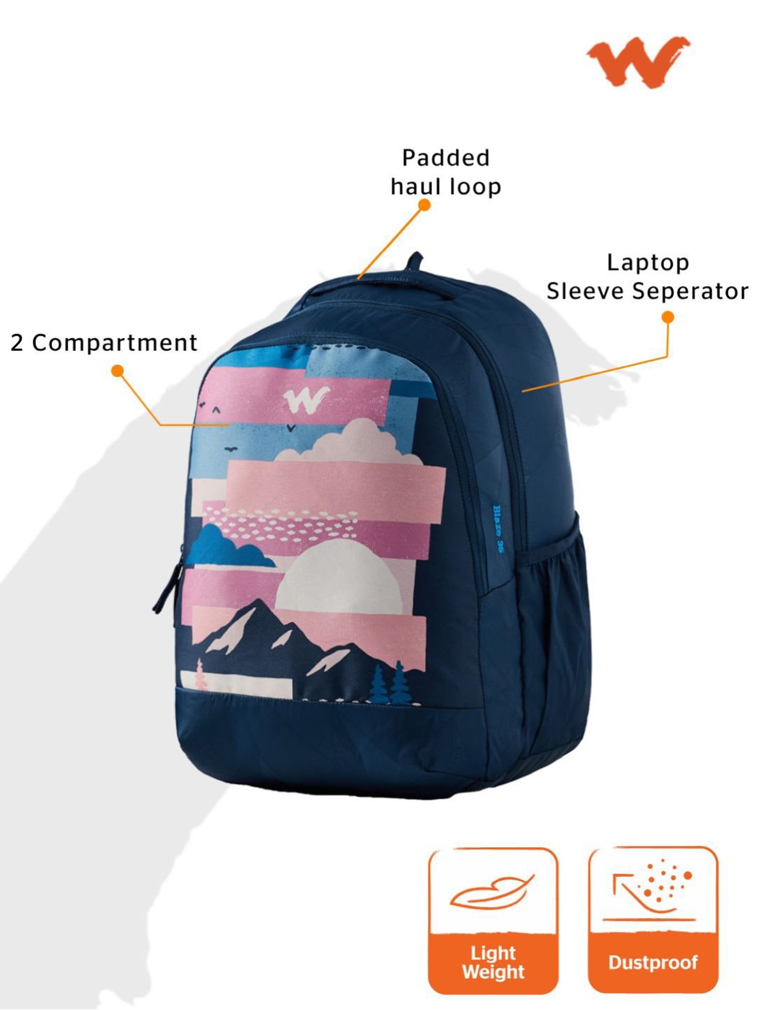 Wildcraft Blaze 35 Navy Laptop Backpack
