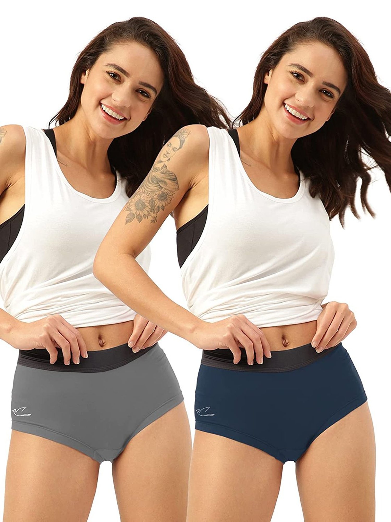 Freecultr Grey & Teal Hipster Panty - Pack of 2