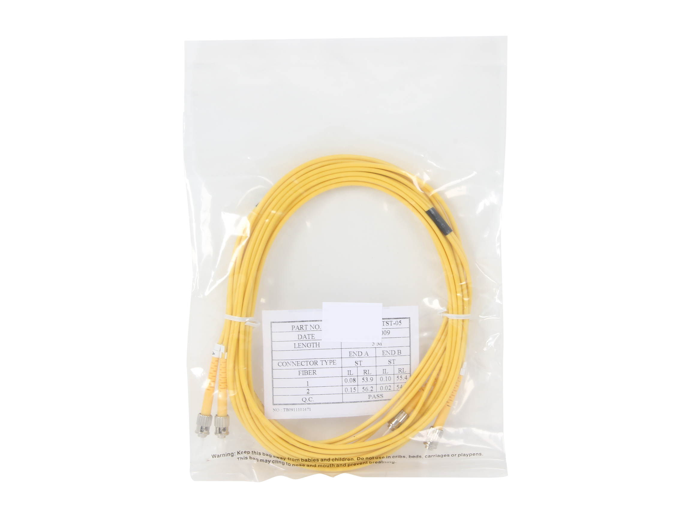 BYTECC SD-ST5 5m SD-ST ST to ST Duplex (2 Strand) Cable, Single Mode 9/125 Standard Zipcore