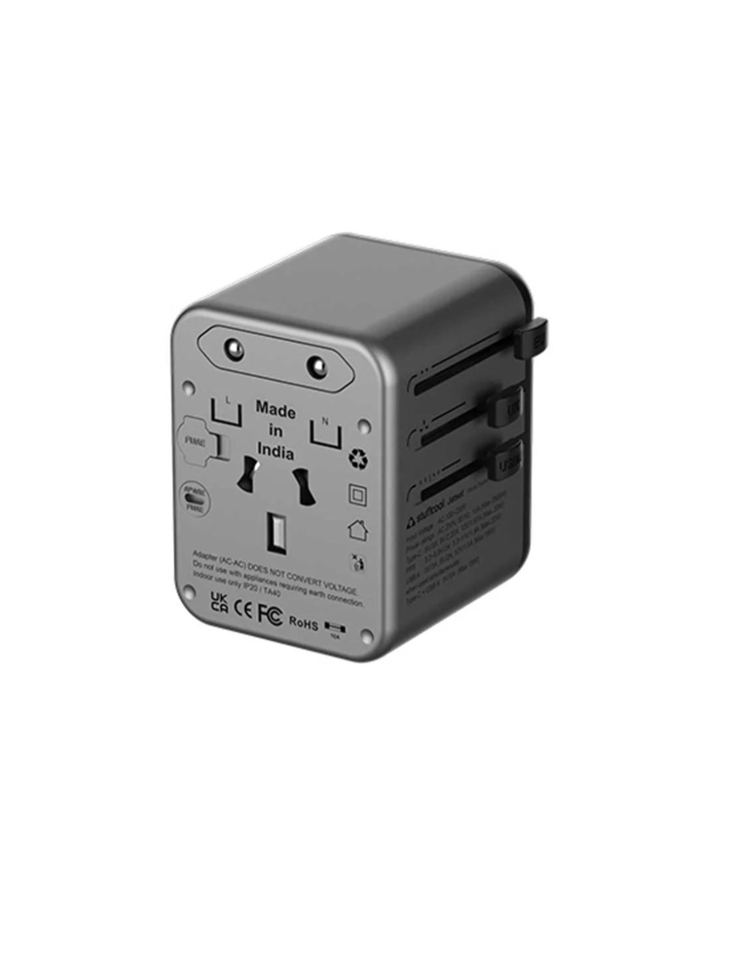 Stuffcool Jetset Universal World Travel Adapter with PD20W Type C port (Black)