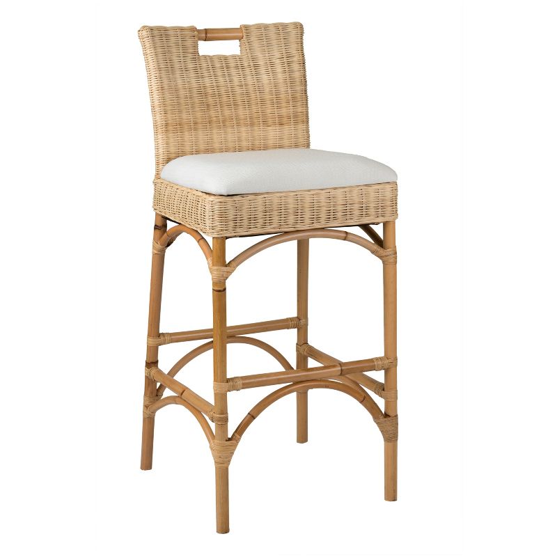 Barton Rattan Barstool - Beige - East At Main