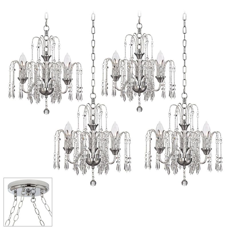 Vienna Full Spectrum Chrome Swag Pendant Chandelier Crystal Rain 4-Light Fixture for Dining Room House Foyer Kitchen Entryway