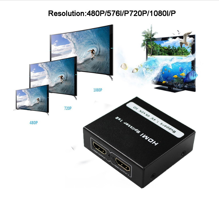 HDMI Splitter 1 in 4 Out - 4K HDMI Splitter Ver1.4 HDCP, Powered HDMI Splitter Supports 3D 4K@30HZ Full HD1080P for Xbox PS4 PS3 Fire Stick Roku Blu-Ray Player HDTV