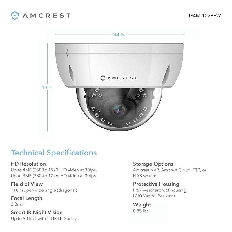 5MP Security Camera System, 4K 8CH PoE NVR, (4) x 5-Megapixel 2.8mm Wide Lens Weatherproof Metal Turret PoE IP Cameras, Built in Mic, Hard Drive Not Included, NV4108E-IP5M-T1179EW4 (White)