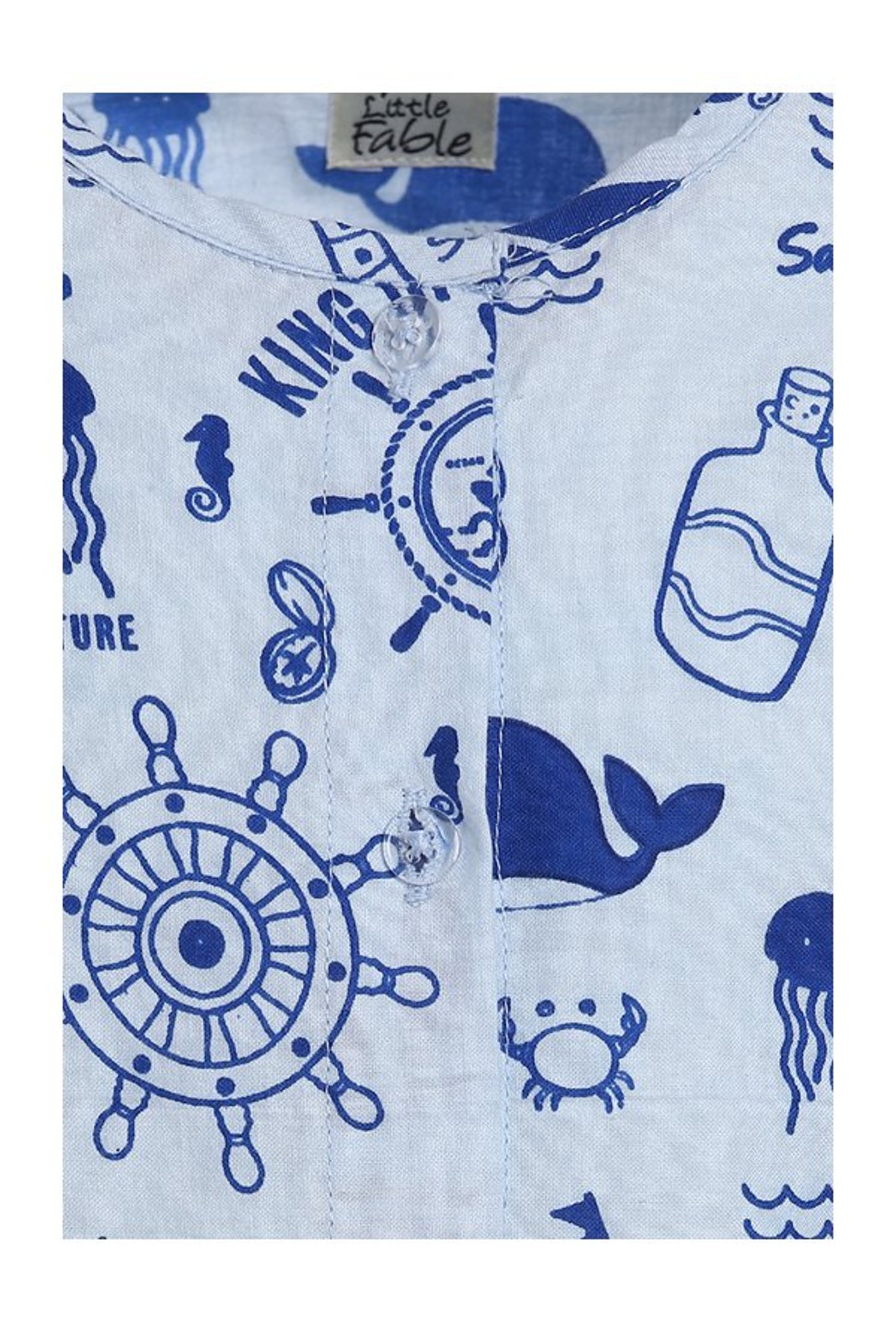 A Little Fable Boys Blue Printed Night Suit