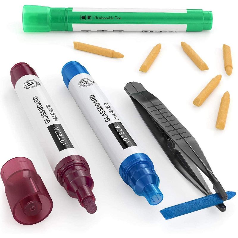 Arteza Washable Glass Board Markers Set, Assorted Neon Colors, Non-Toxic - 10 Pack (ARTZ-9215)