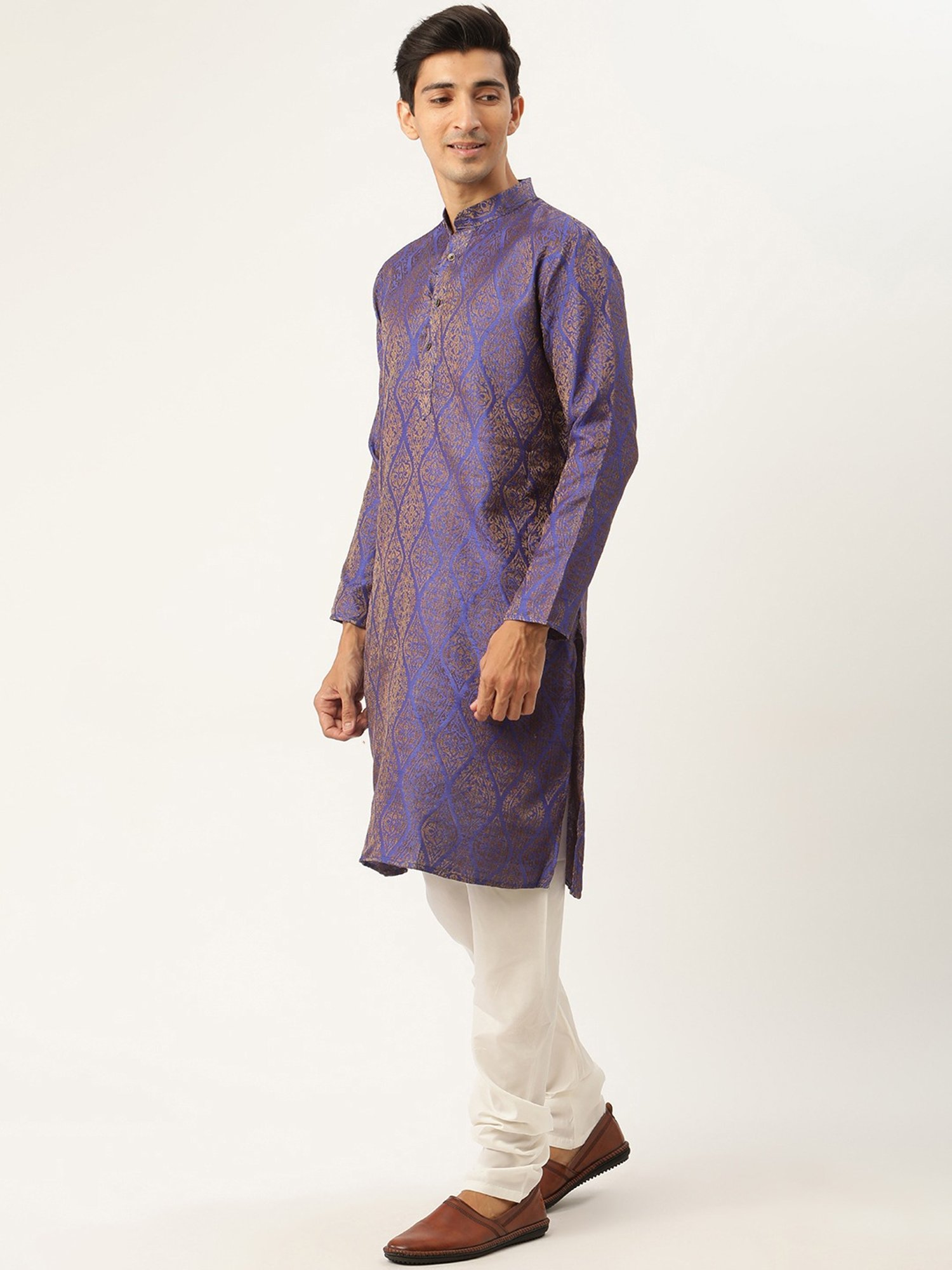 Sojanya Purple Regular Fit Self Pattern Kurta Set With Jacket