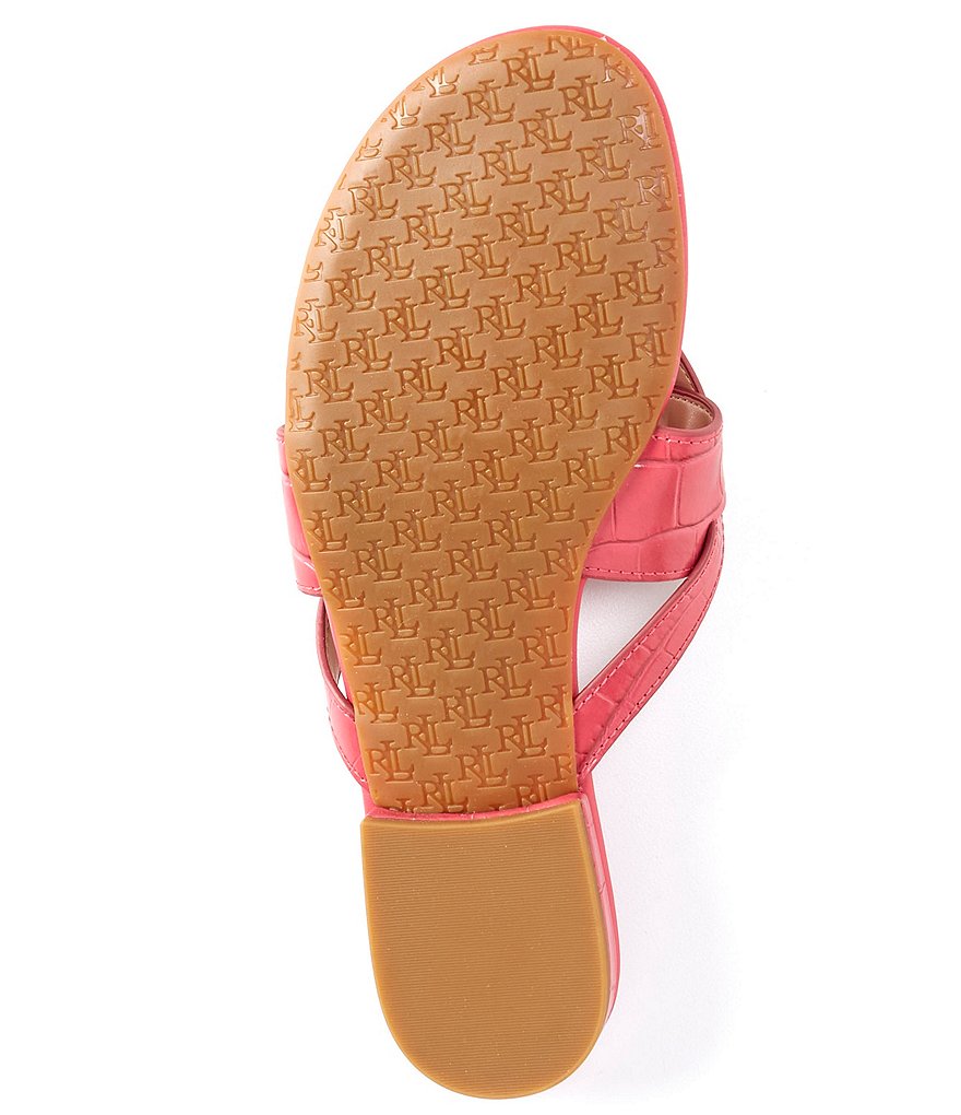 Lauren Ralph Lauren Rosalind Croco Embossed Leather Sandals
