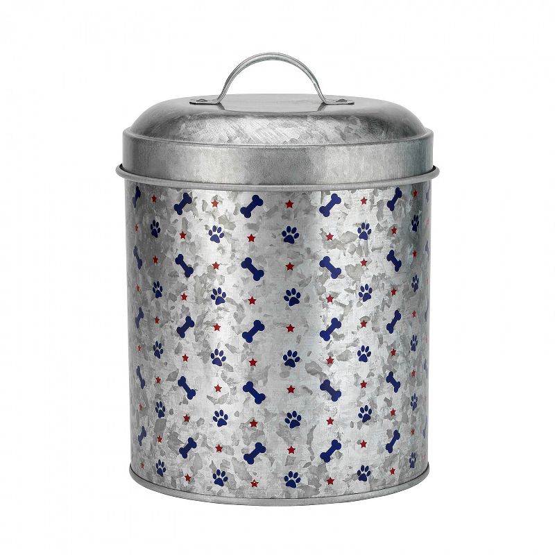Amici Pet Americana Galvanized 110 oz Metal Treats Canister, Single Container