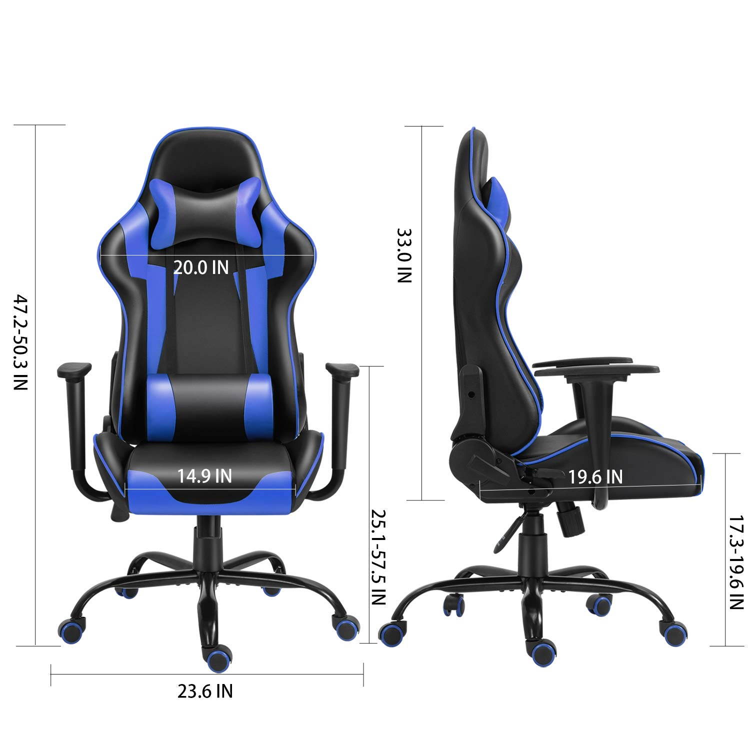 Gaming Chair Racing Gamer Chair Ergonomic Office Chair Home Office Computer Chair High Back PU Leather Chair with Lumbar Cushion and Headrest  Red