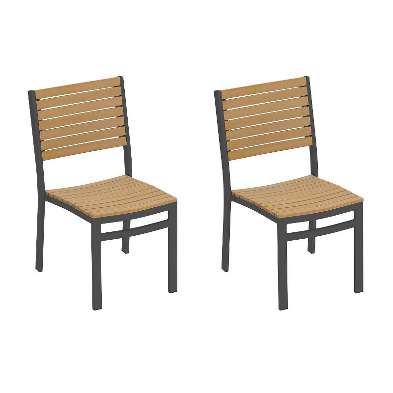 Travira 2pk Outdoor Tekwood Side Chairs with Carbon Frame - Oxford Garden