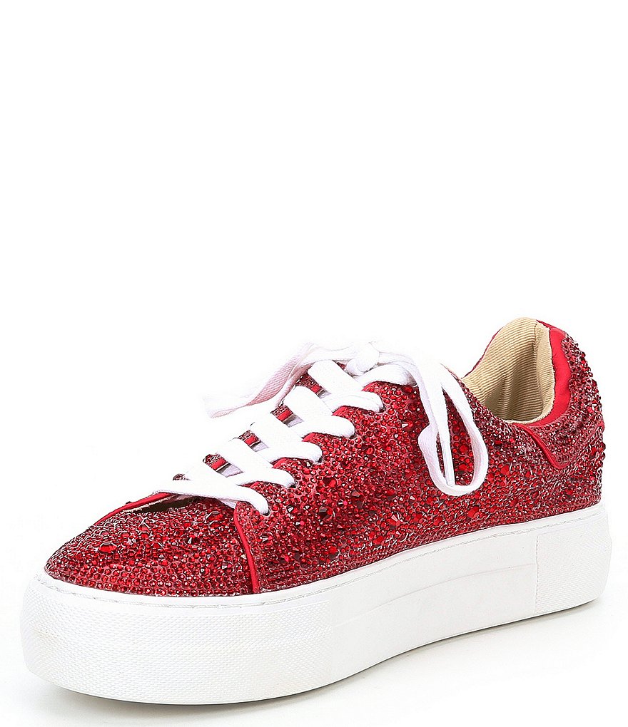 Blue by Betsey Johnson Sidny Rhinestone Embellished Platform Lace-Up Sneakers