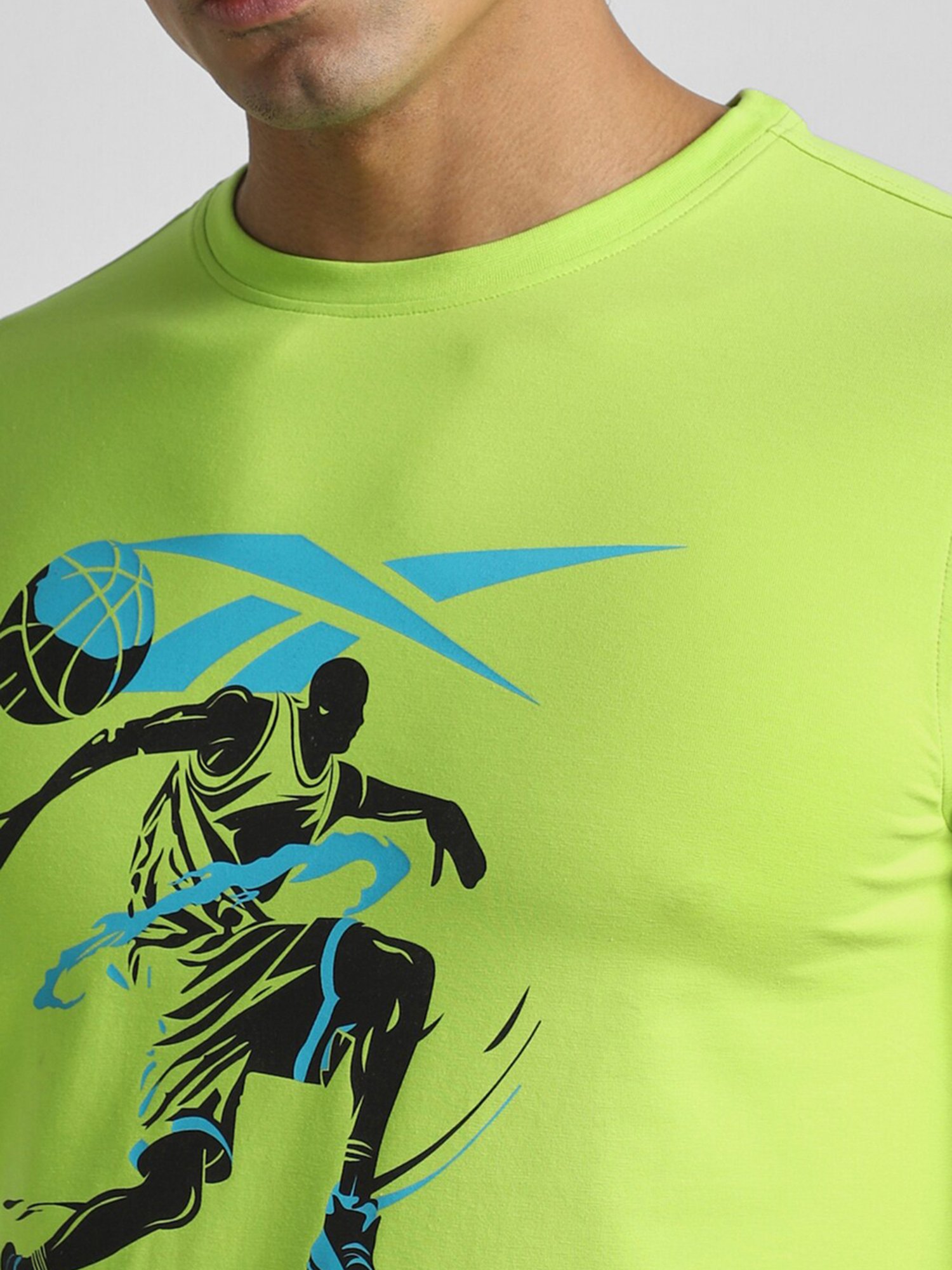 Reebok Green Slim Fit Print T Shirt