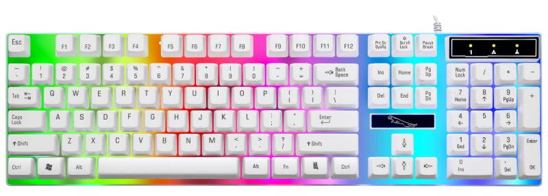 PandaTek New Mechanical Feeling Multicolor Backlit Wired Gaming Keyboard And 1600 DPI Mouse Combo - White