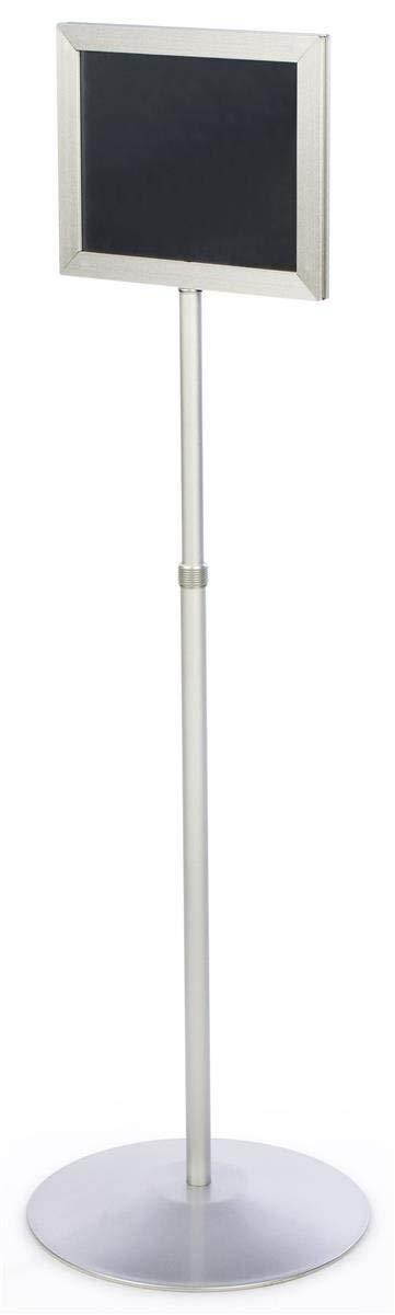 Displays2go Pedestal Sign Stand with Telescoping Height-Adjustable Design, Double-Sided Frame with Top-Loading Setup for 11 x 8.5 Prints - Silver/Aluminum (TLSCH)
