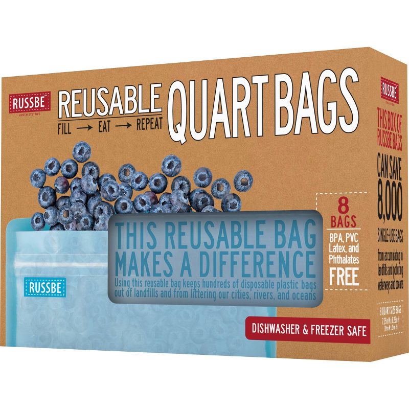 Russbe Reusable Quart Bags - 8ct