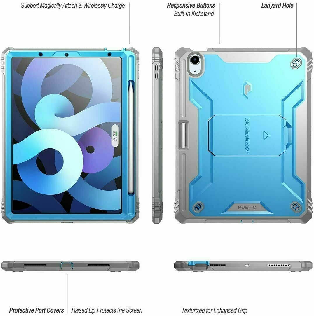Poetic For iPad Air 4 (2020) Tablet Case,Full Coverage w/stand Cover Blue