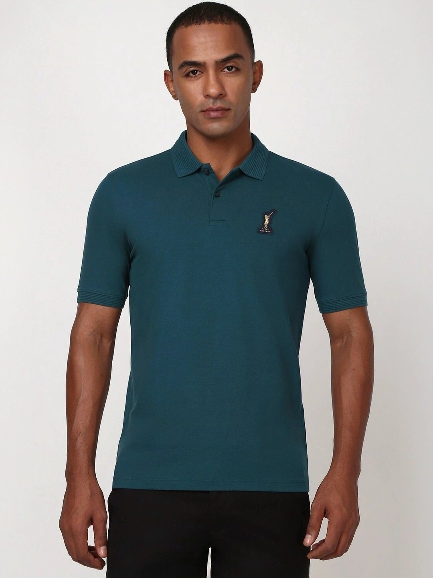 Peter England Casuals Green Cotton Regular Fit Polo T-Shirt