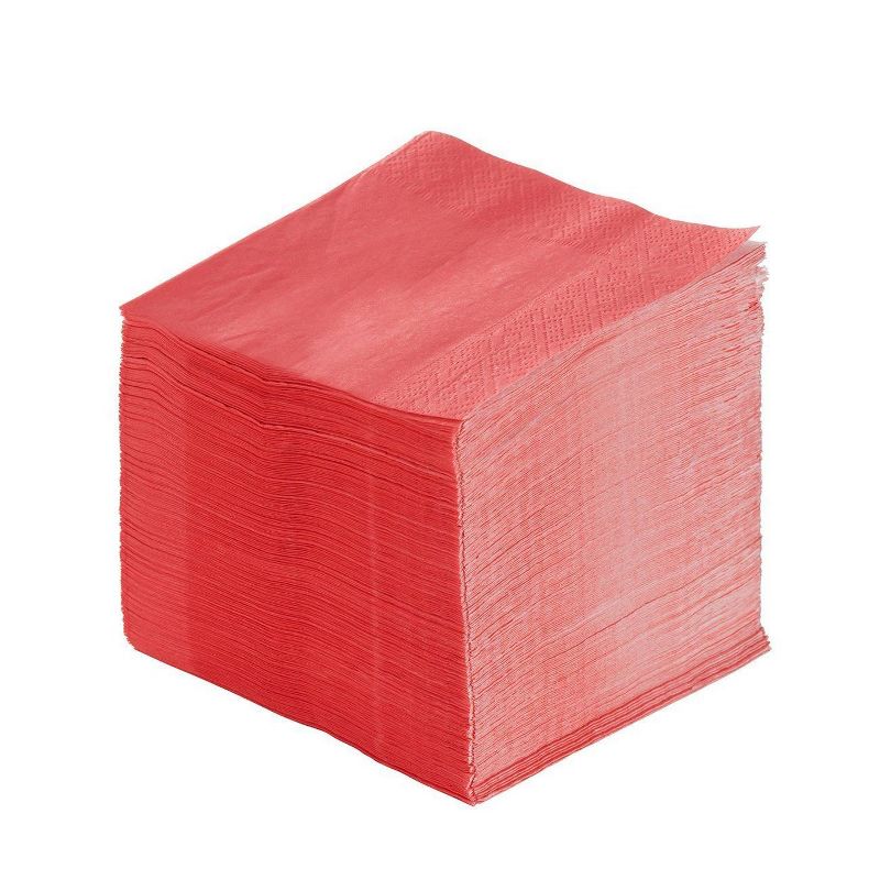 Blue Panda Cocktail Napkins - 200-Pack Disposable Paper Napkins, 2-Ply, Coral Pink, 5 x 5 Inches Folded
