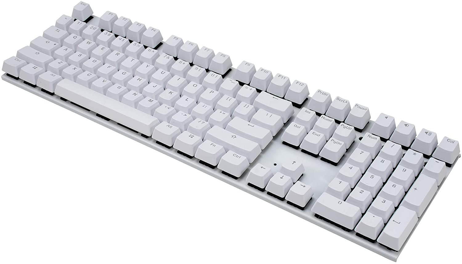 IKBC PBT Backlit Doubleshot 108 Keycap Set for Cherry MX Switch Mechanical Keyboard, Durable Cherry Keyset with 6U Space Bar and Crystal Clear Shine Design for Mechanical Keyboard, White Color