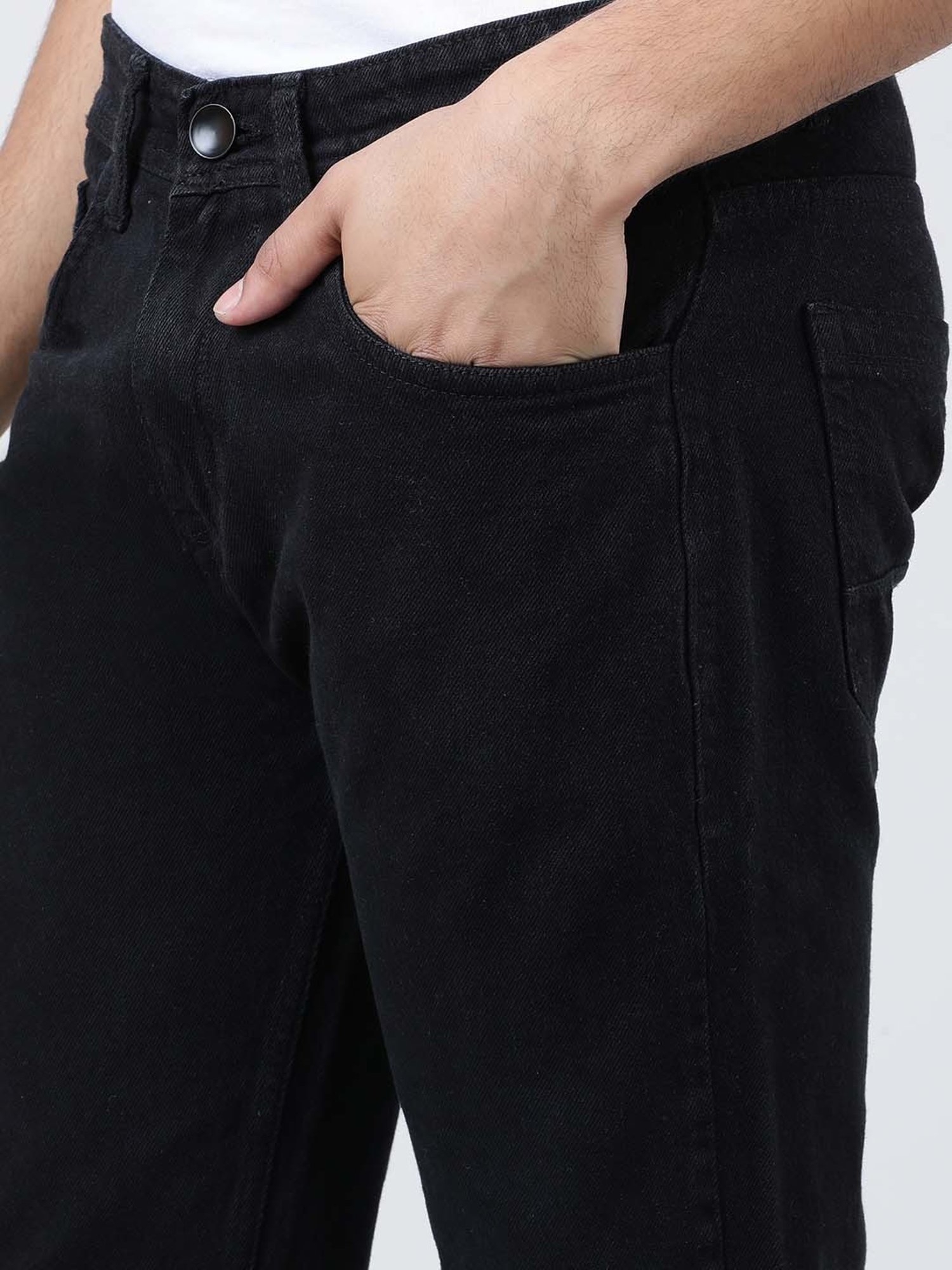 IVOC Black Regular Fit Cotton Lightly Washed Jeans