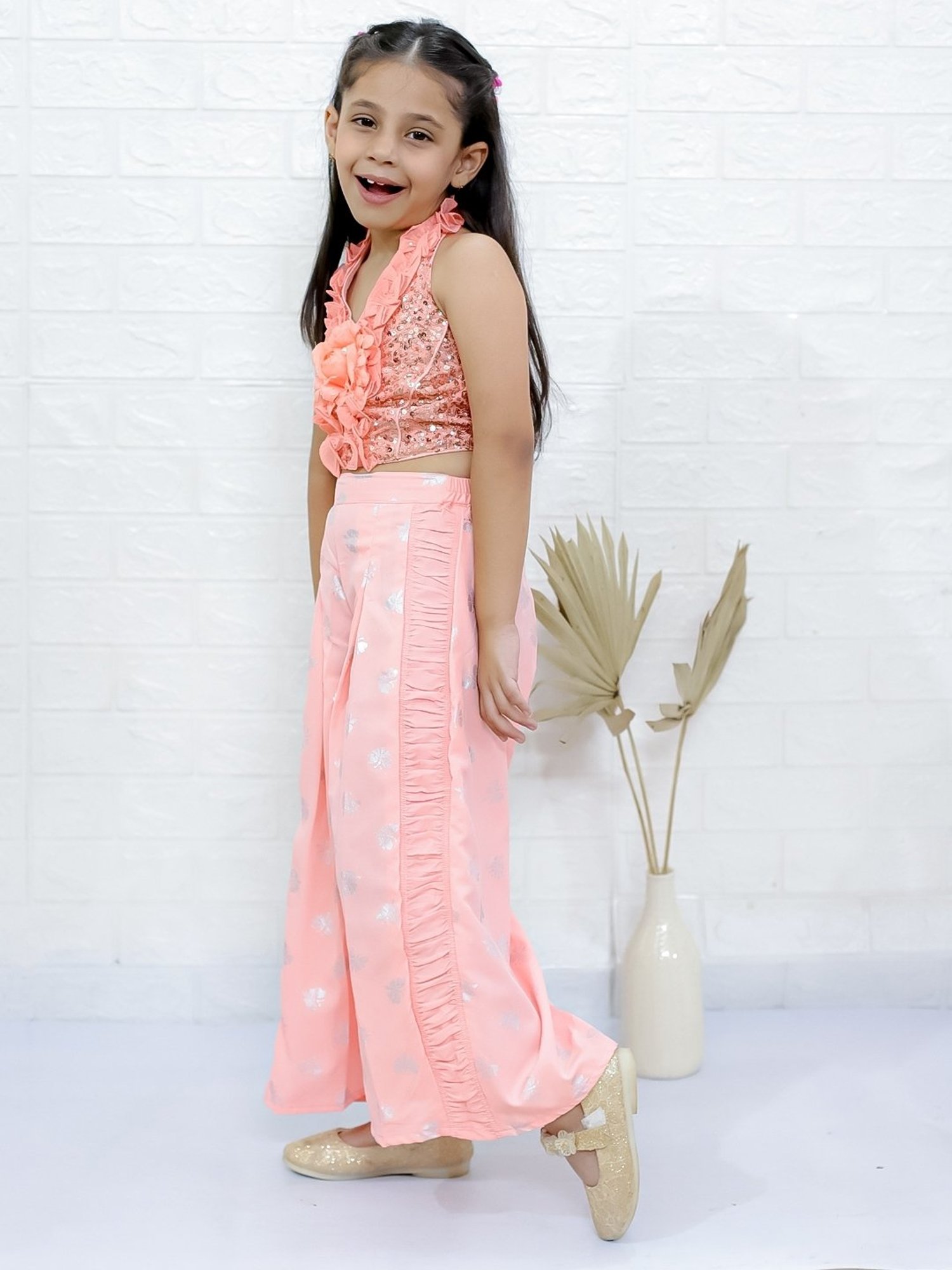 TWISHA Peach Sequence Clothing Set