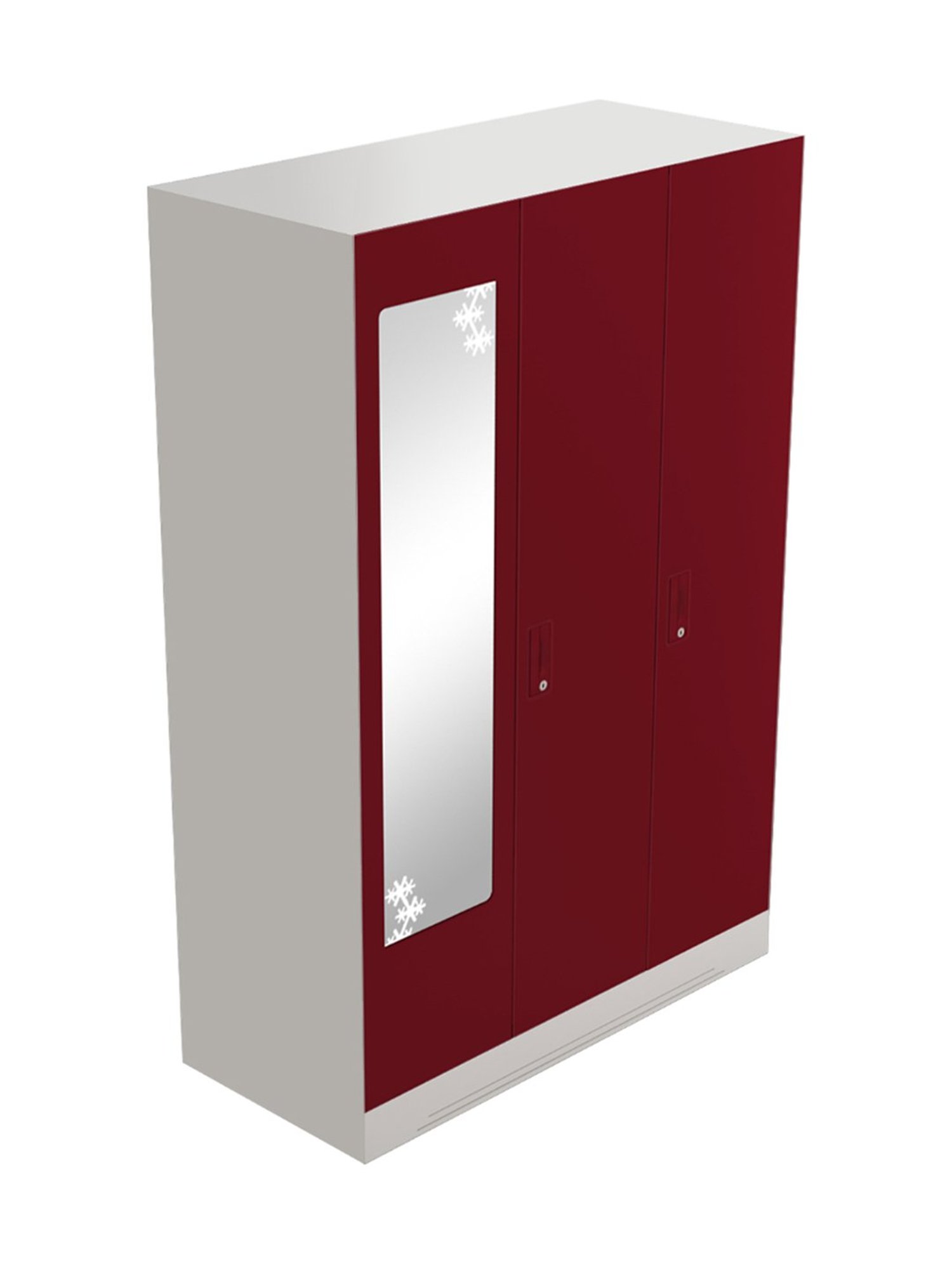 Godrej Interio Slimline 3-Door Steel Almirah, Red (1-Year Warranty, 1 Locker, 2 Drawers)