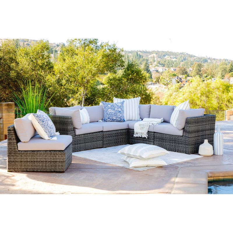 Santa Fe 6pc Outdoor Rattan Sectional Patio Set - Gray - Coaster