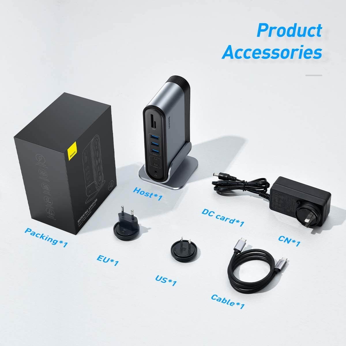 Baseus 4 Monitor Docking Station,16-in-1 Universal USB C Dock Compatibility Triple&Double Display Hub for Windows,Mac,Laptops(2 HDMI & 2DP,3 USB3.0,1000Mbps Ethernet, microSD and SD Card Reader)