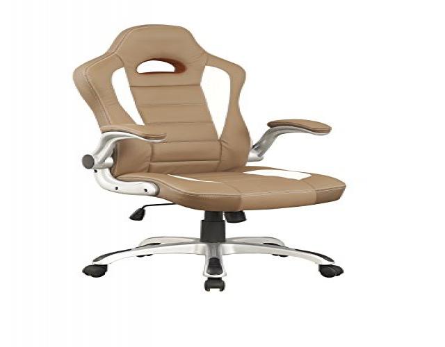 Techni Mobili High Back Sport Race Office Chair with Tilt and Height Adjustment, Executive Task Chair with Armrest and Non Marking Caster Wheels, Camel