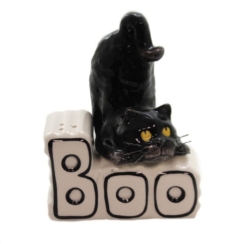 Tabletop 4.5" Cat And Boo Salt/Pepper Halloween Spooky Magnetic Cosmos Gifts Corp.  -  Salt And Pepper Shaker Sets