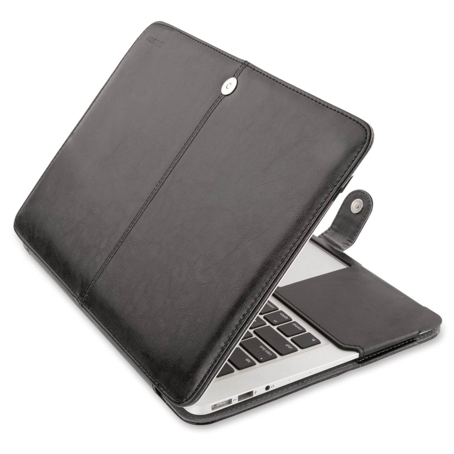 Mosiso MacBook Air 11 Sleeve Case, Premium Quality PU Leather Book Cover Clip On Folio Case for MacBook Air 11.6" (Models: A1370 and A1465)