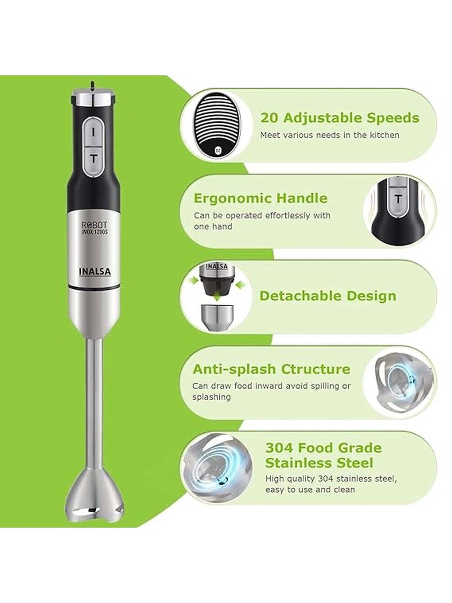 Inalsa 1200W Hand Blender