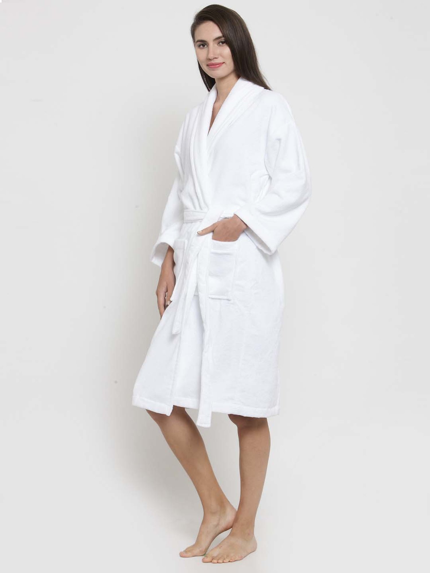 Trident White Diamond Cotton 350 GSM Bathrobe