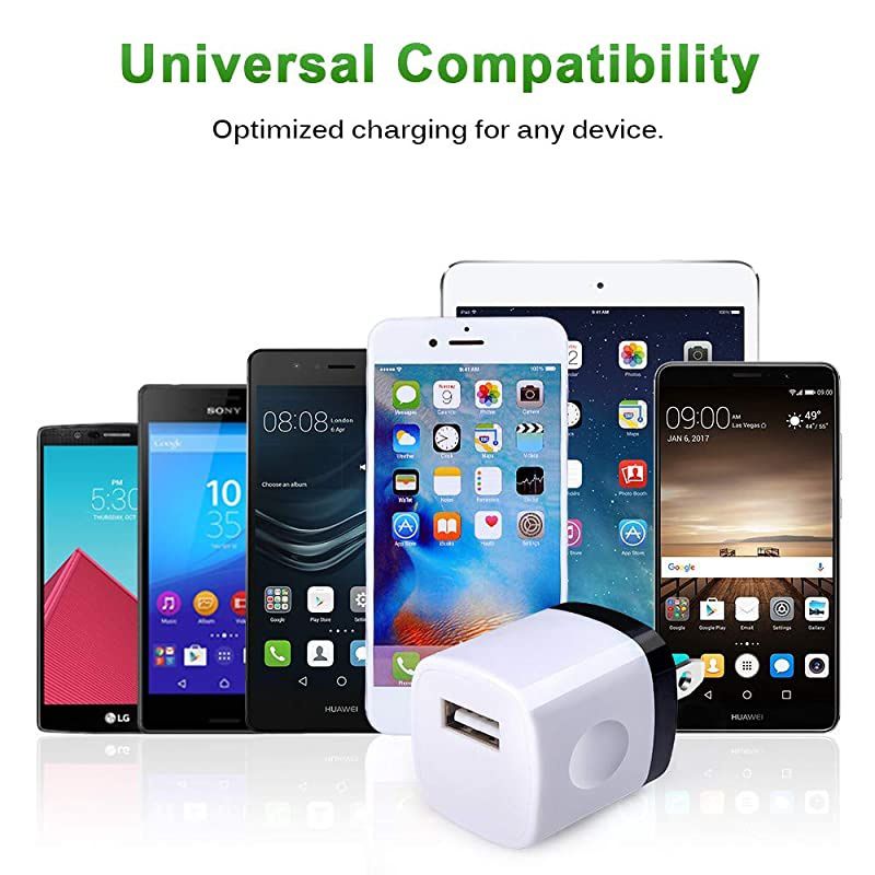USB Wall Charger  5PC Single Port USB Cube Plug 1A5V Fast Travel Charging Block Wall Adapter Compatible Phone XS MAXX876S Plus Samsung S10S9+S8S7S6 EdgeNote 8 LG G7G6G5V30 Moto