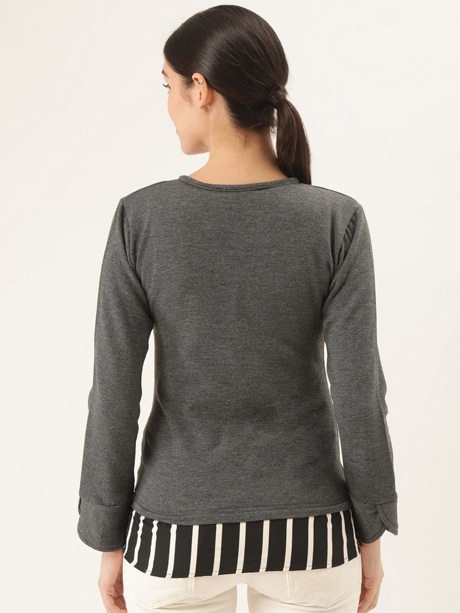 Belle Fille Grey Full Sleeves Sweatshirt