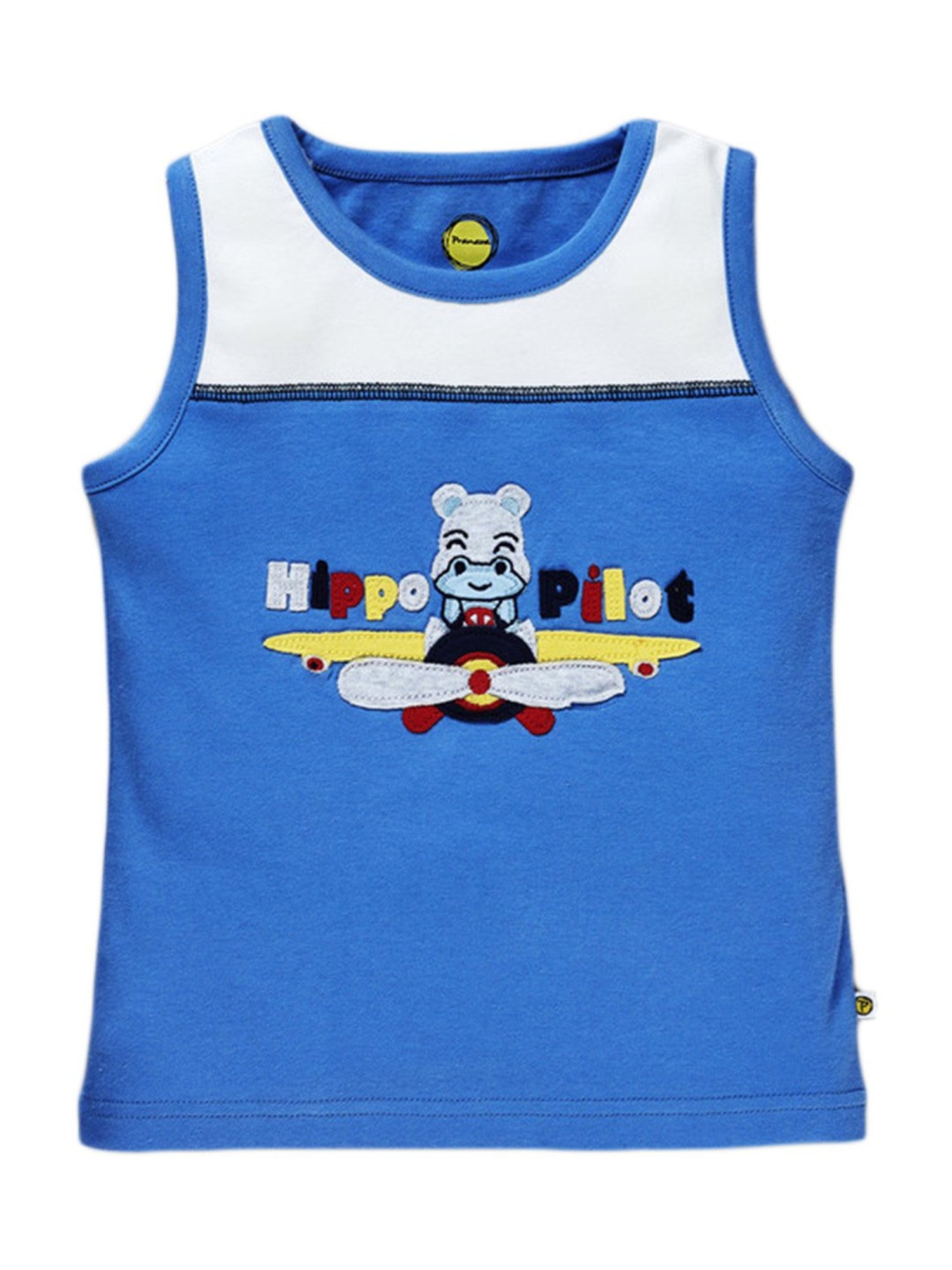 Pranava Kids Blue & White Cotton Patch Work T-Shirt & Shorts