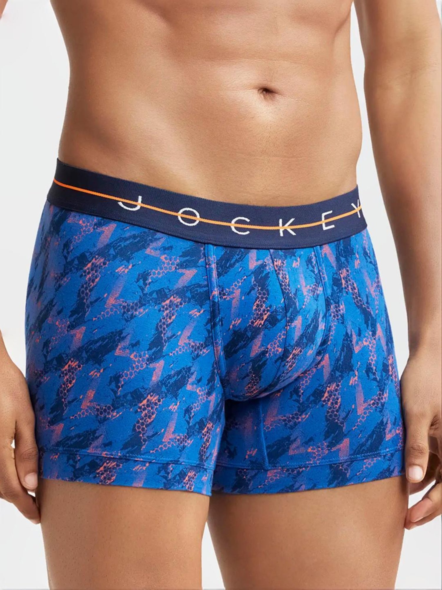 Jockey NY02 Blue Super Combed Cotton Trunks with Ultrasoft Waistband (Prints May Vary)