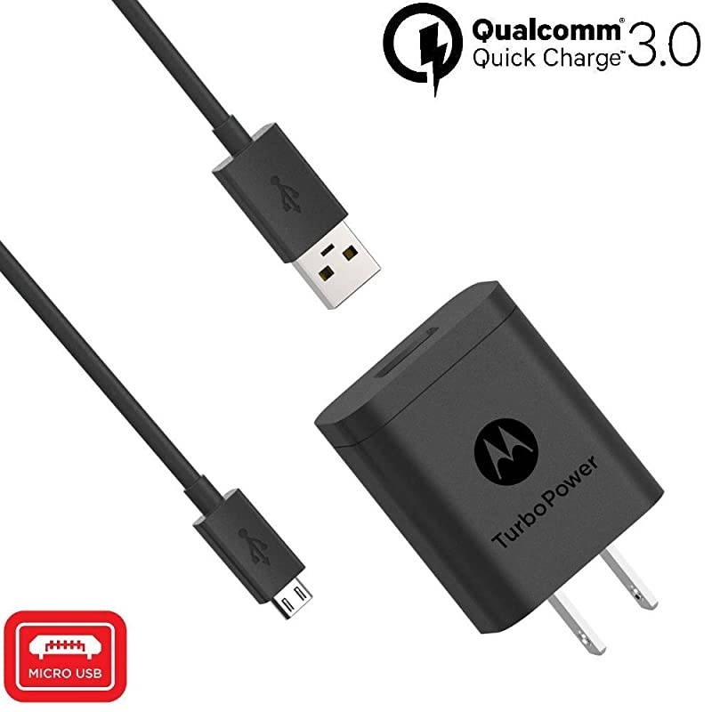 TurboPower 18 QC30 Charger with 33 Foot MicroUSB Cable for Moto E5 Plus E5 Supra G5 Plus G5S G5S Plus G6 PlayForge NOT for G6 or G6 Plus Retail Box