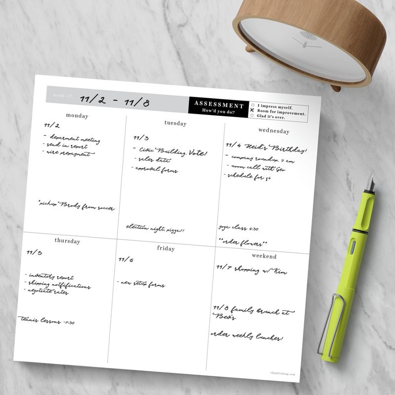 Undated Square Executive Weekly Schedule Pad - The Time Factory