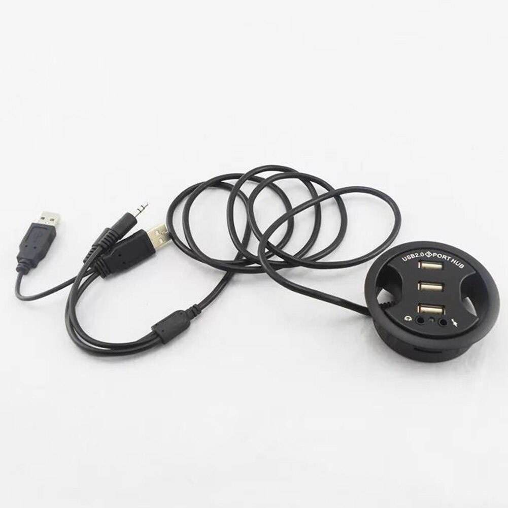 Black USB 2.0 High Speed Stereo Sound Adapter Mobile Accessories Hub 3 Ports Overload Protection Multifunctional Charger Desk