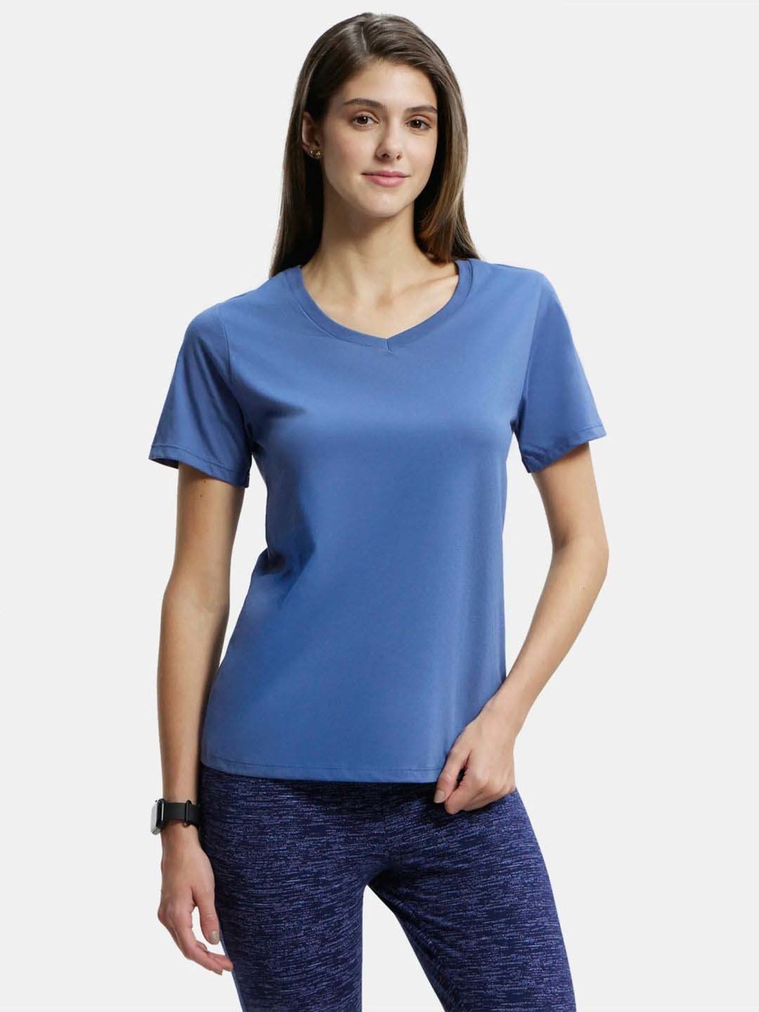 Jockey AW88 Women's Super Combed Cotton Rich Relaxed Fit Solid Curved Hem Styled Half Sleeve T-Shirt
