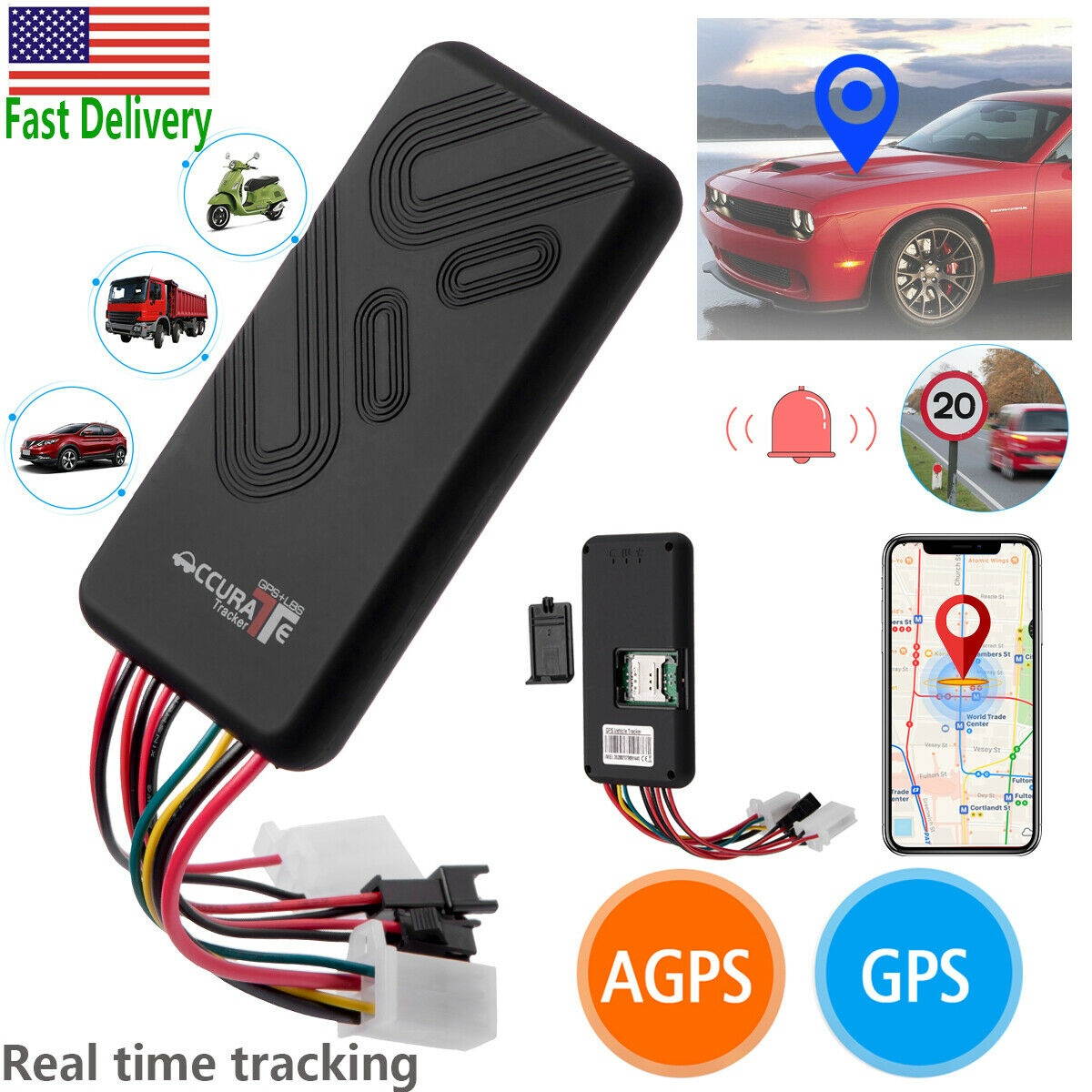 Car GPS Tracker GSM SIM GPRS Real Time Tracking Device Locator for Truck Vehicle