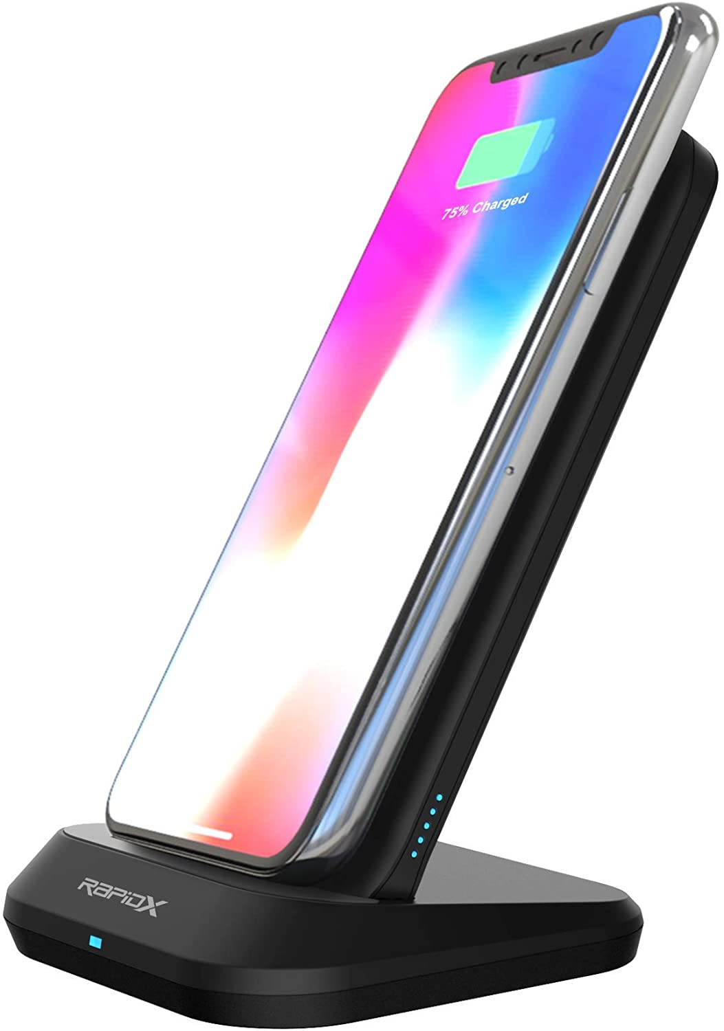 RapidX Myport 10000 mAh Power Bank, 10W Wireless Charging (Qi-Certified) & Charging Stand, 1 USB-C Input/Output (18W), 1 USB Output for iPhone and Android - Black (RX-MYPORTBLK)